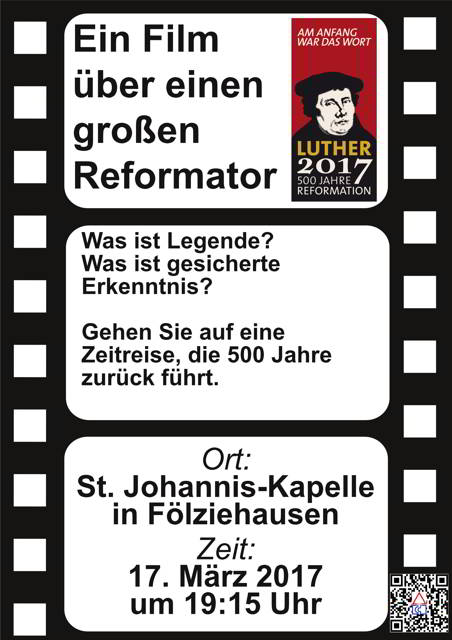 Pastor Dr. Meisiek steht für Fragen zum Film über einen großen Reformator am 17.03.2017 in Fölziehausen zur Verfügung.