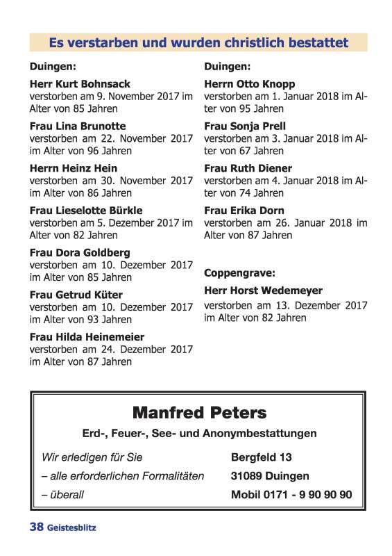 Gemeindebrief März 2018 - Mai 2018
