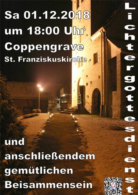 Einladung Lichtergottesdienst am 01.12.2018 um 18 Uhr in der St. Franziskuskirche