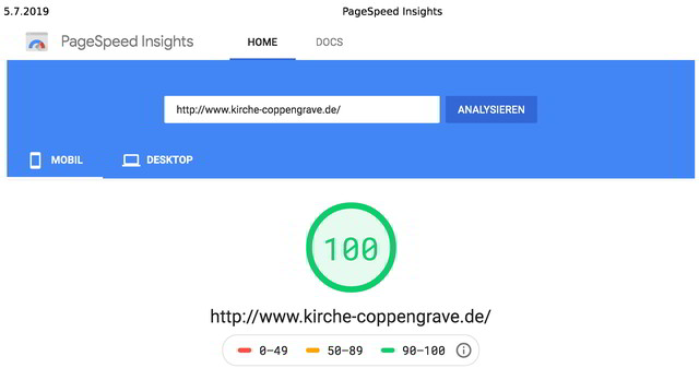 Internetauftritt www.kirche-coppengrave ist sehr schnell