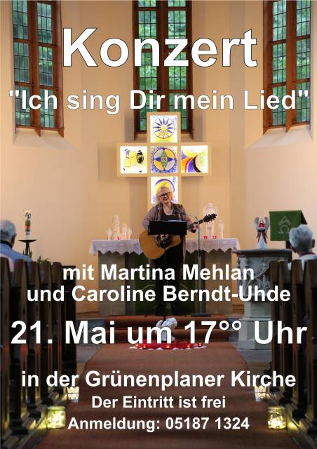 Einladung zum Konzert von Caroline Berndt-Uhde in Grünenplan