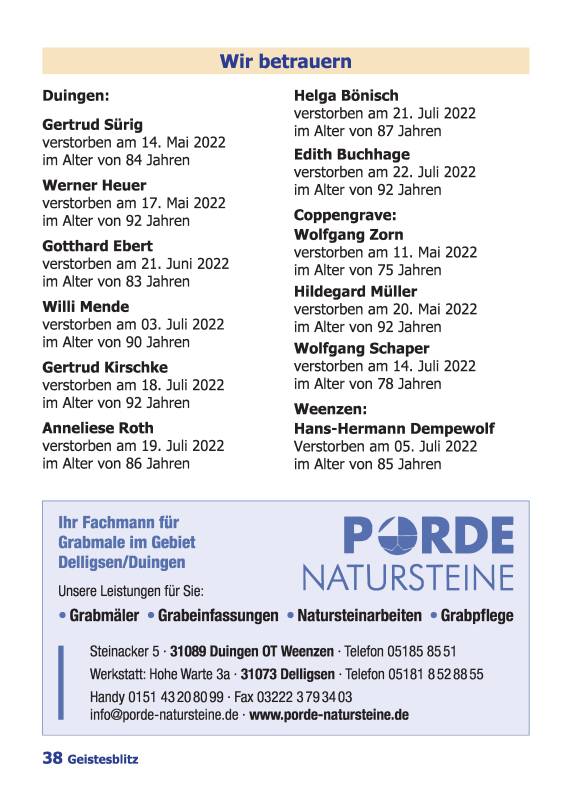 Gemeindebrief September 2022 - November 2022