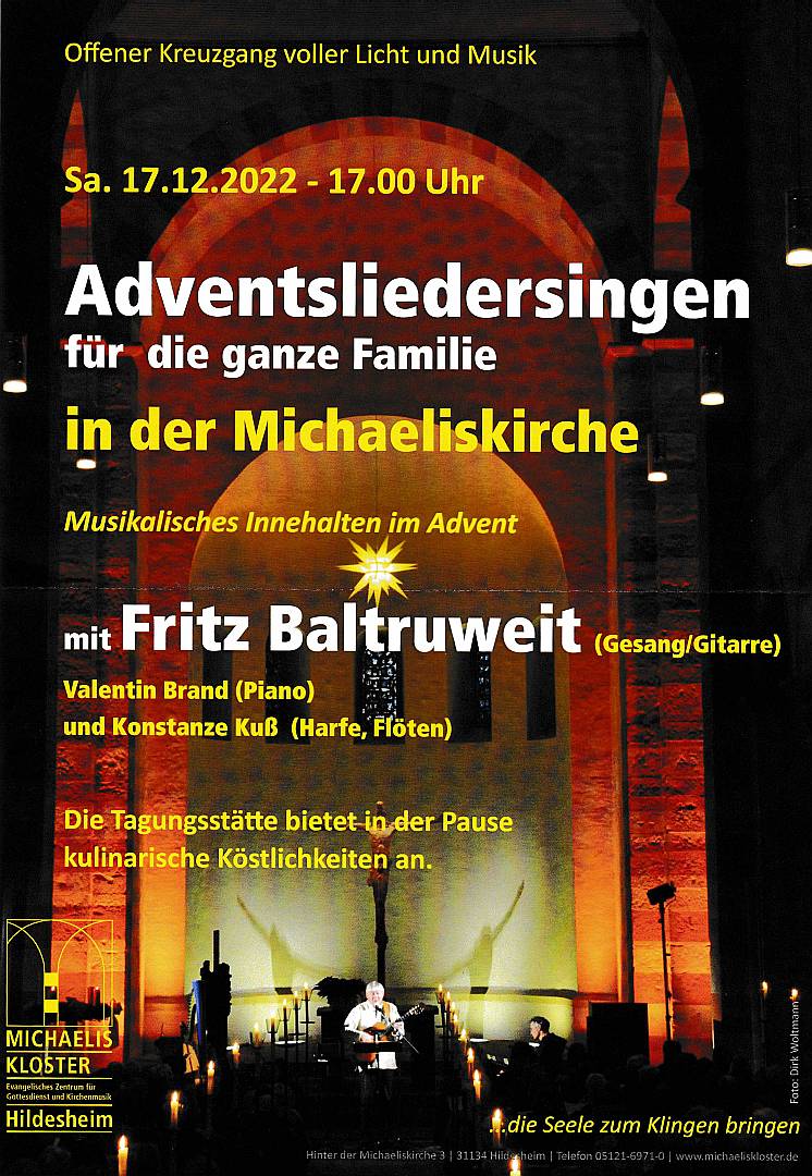 Michaeliskloster: Adventsliedersingen mit Fritz Baltruweit