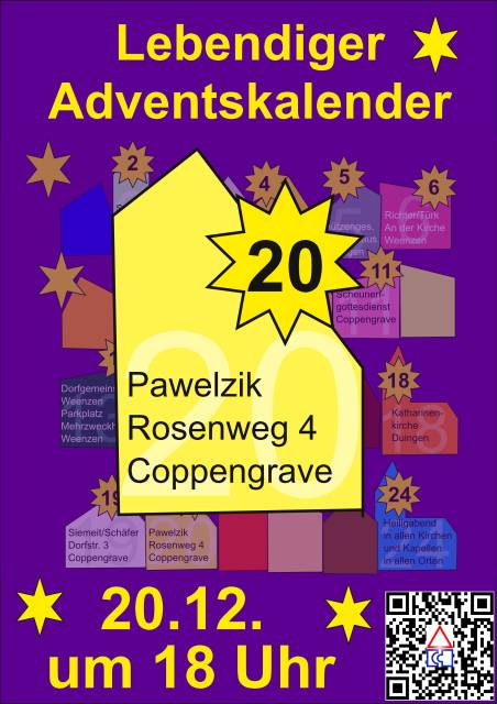 Lebendiger Adventskalender am 20.12. bei Familie Pawelzik in Coppengrave